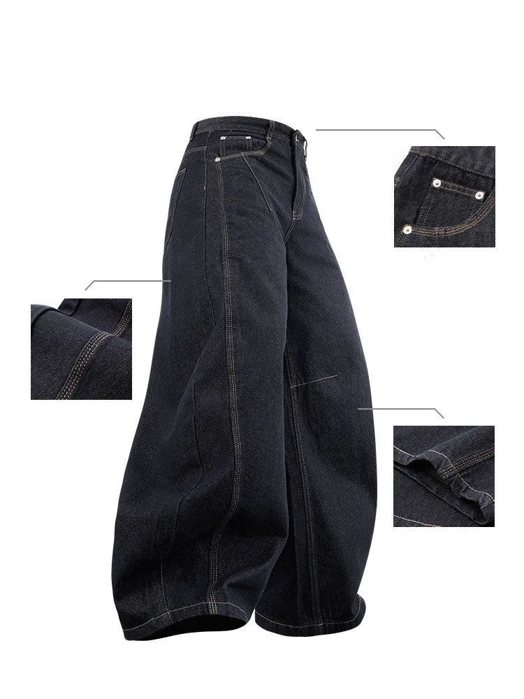 Men's original cow color wide leg denim trousers with mid waist fit