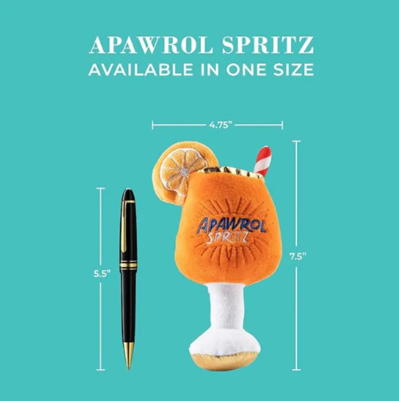 Yellow wine glass shaped plush dog toy with squeaker and teeth-cleaning feature