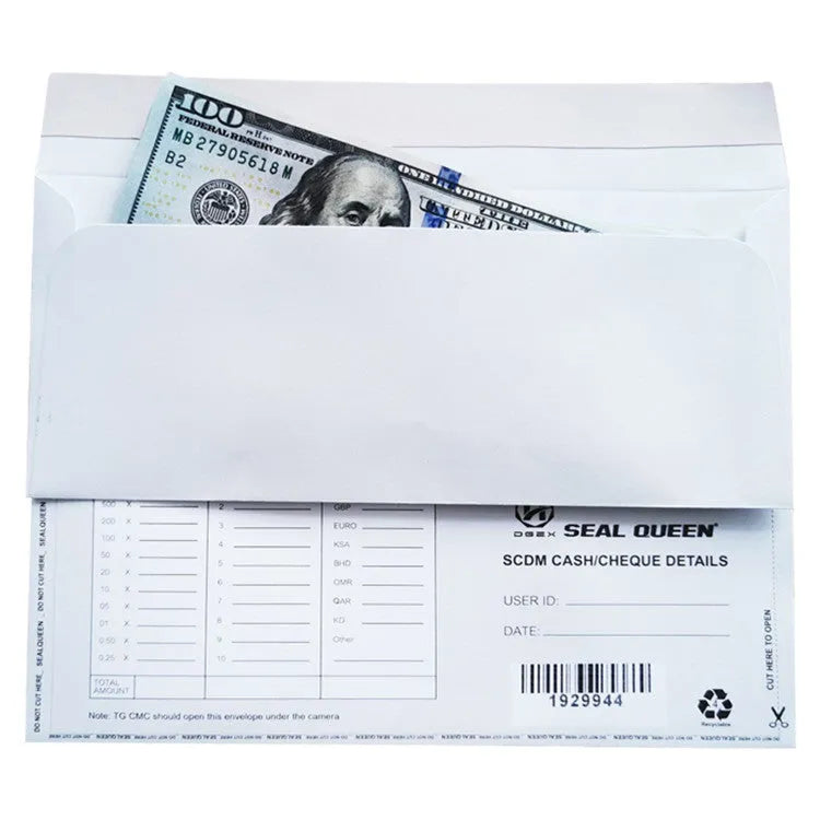 Blue tamper-evident confidential envelope with self-adhesive flap, size 105mm by 240mm.