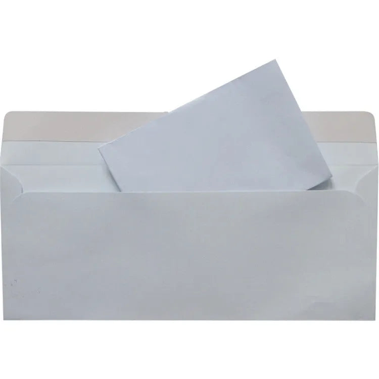 Blue tamper-evident confidential envelope with self-adhesive flap, size 105mm by 240mm.