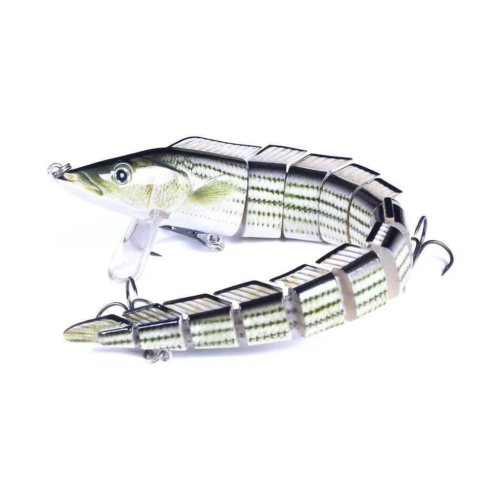 Simulated fish loach fishing lure measuring 23cm with multi-section body design