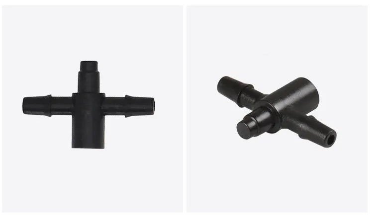 Tee water distributor connector for micro spray irrigation systems