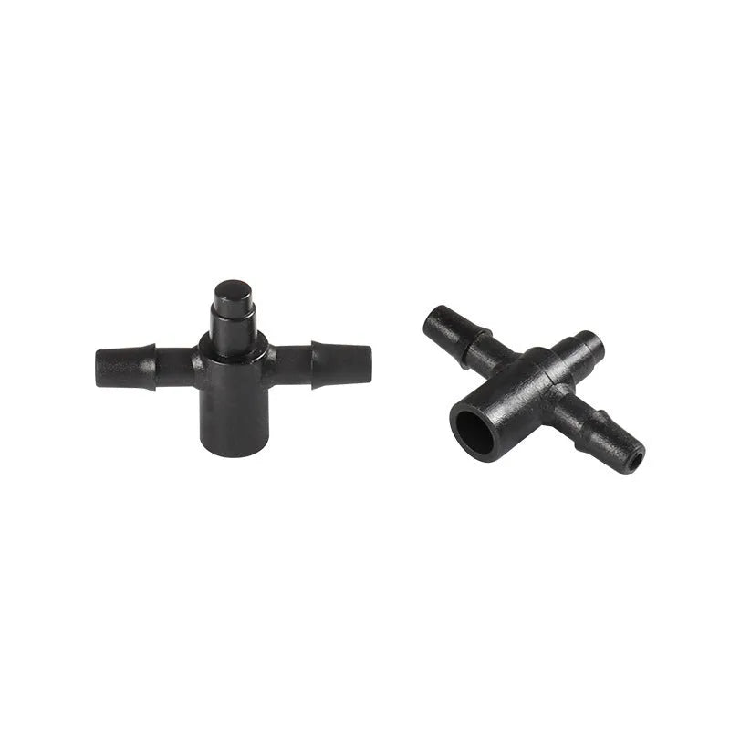 Tee water distributor connector for micro spray irrigation systems