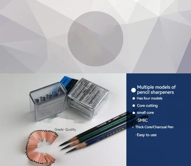 Four holes pencil sharpener bulk pack with geometric plastic design and screwdriver