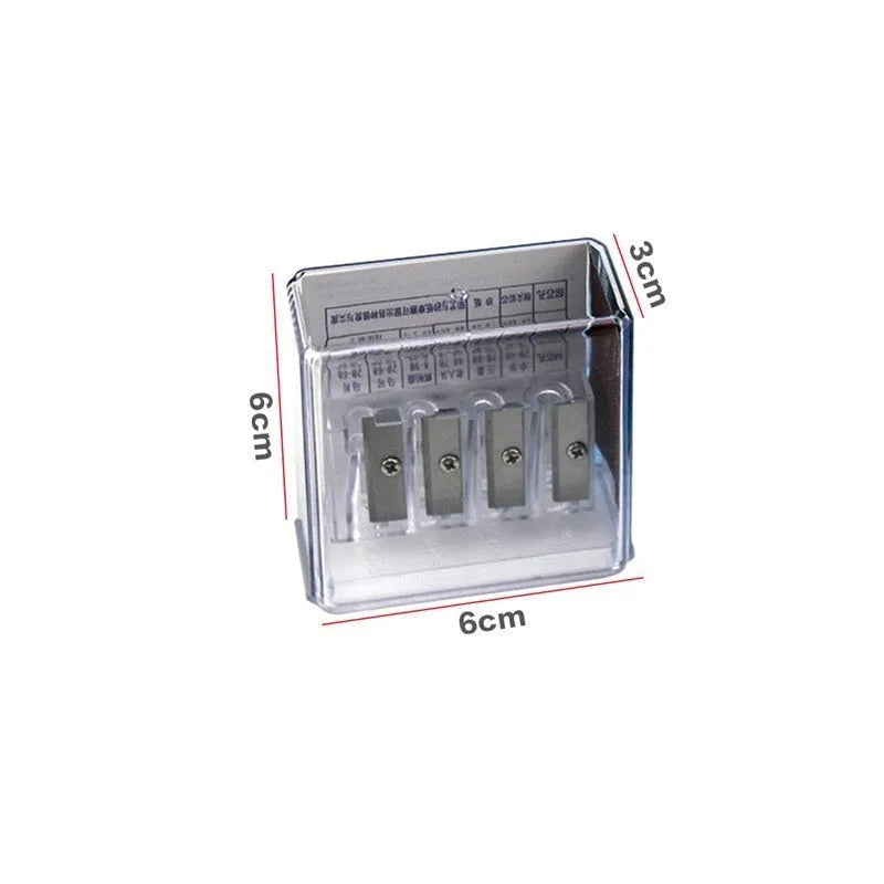 Four holes pencil sharpener bulk pack with geometric plastic design and screwdriver