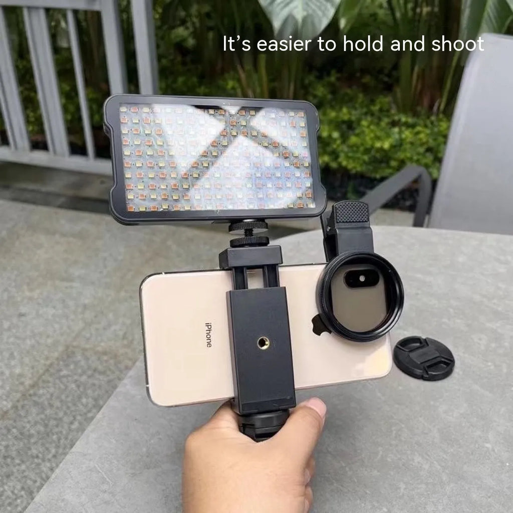 Photography Artifact Anti-color Lens Mobile Phone Bracket with 62 LED beads in silver holder