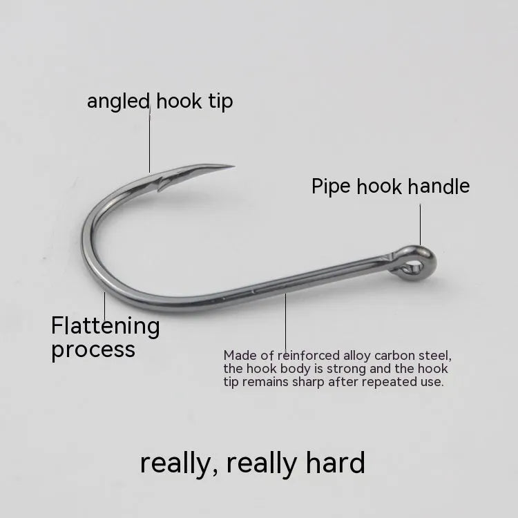 Alloy carbon steel fishing hooks with hole ring barbed crooked mouth design for rock and sea fishing