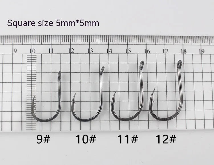 Alloy carbon steel fishing hooks with hole ring barbed crooked mouth design for rock and sea fishing