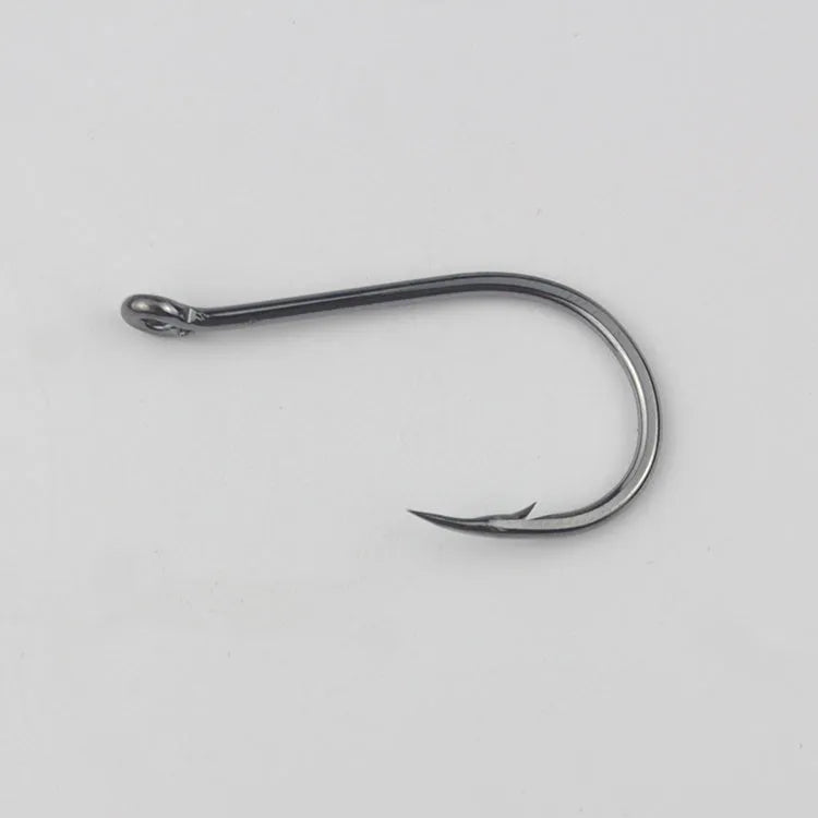Alloy carbon steel fishing hooks with hole ring barbed crooked mouth design for rock and sea fishing