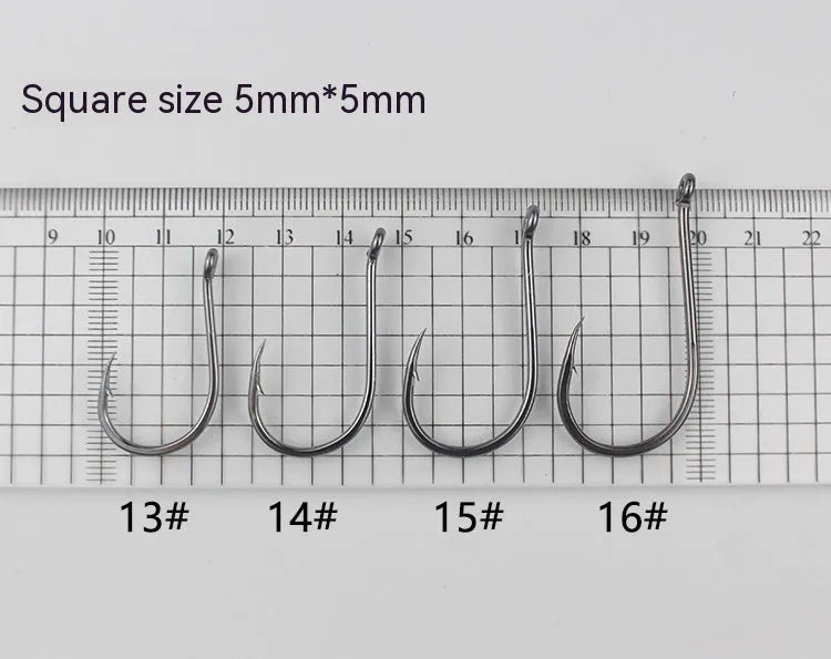 Alloy carbon steel fishing hooks with hole ring barbed crooked mouth design for rock and sea fishing