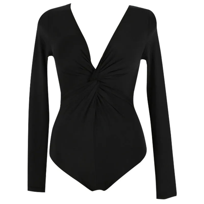 Black solid colour one-piece swimsuit for women in Nylon fabric