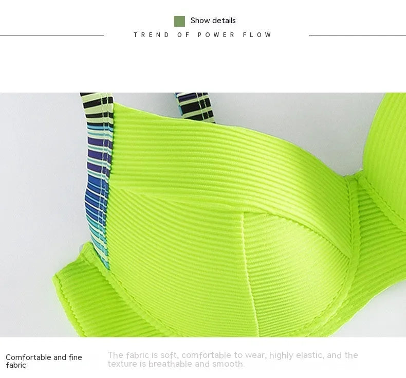 Green printed women's halter bikini set with brief-style bottom and split design