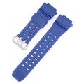 Camouflage patterned TPU resin watch strap with silver buckle on a grey background
