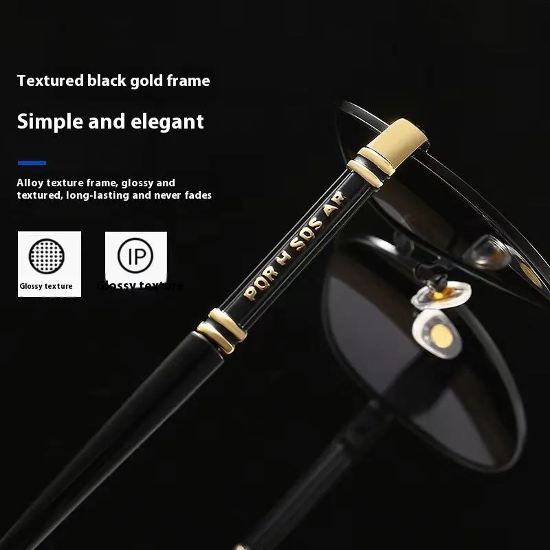 Men's polarised sunglasses with photosensitive colour changing lenses black frame and grey lenses