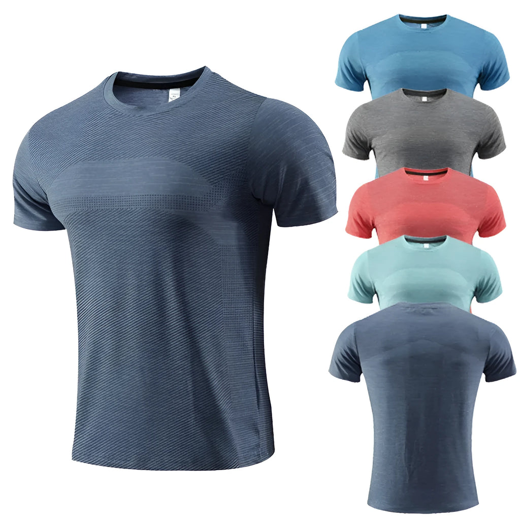 Athletic short sleeve t-shirt for running and basketball in polyester spandex fabric