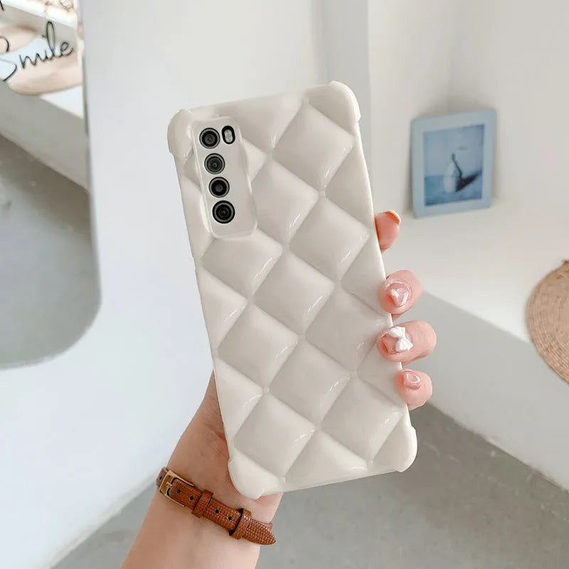 Black silicone diamond phone case for Huawei P50 and P40 models on a white background.