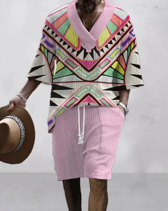 Loose fitting casual short sleeve suit set in various colours