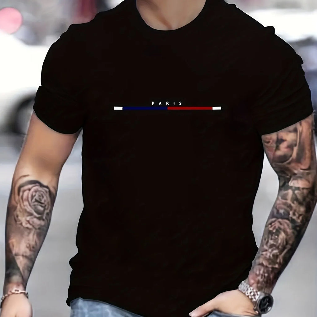 Men's fashion printed cotton t-shirt in white and black with unisex fit