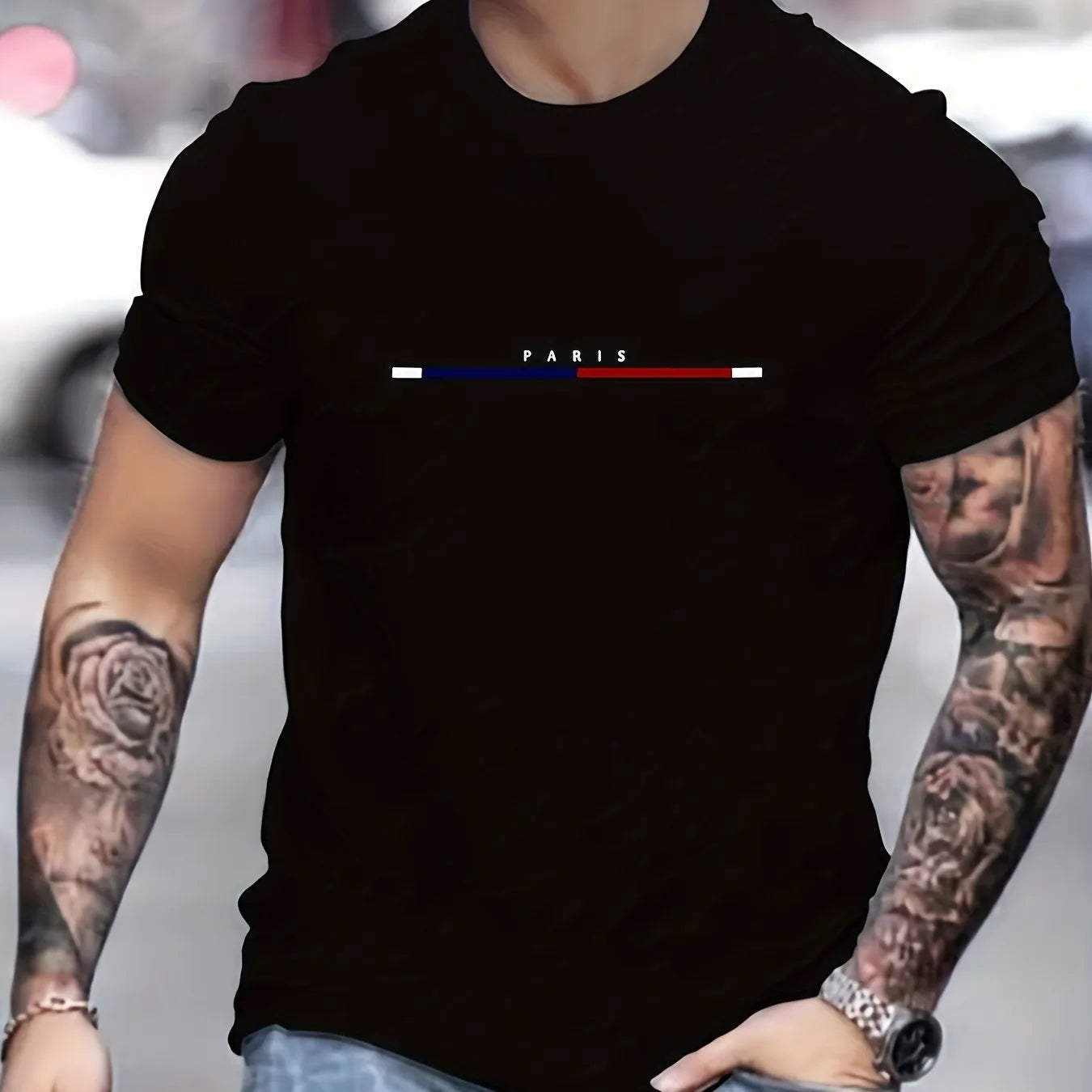 Men's fashion printed cotton t-shirt in white and black with unisex fit
