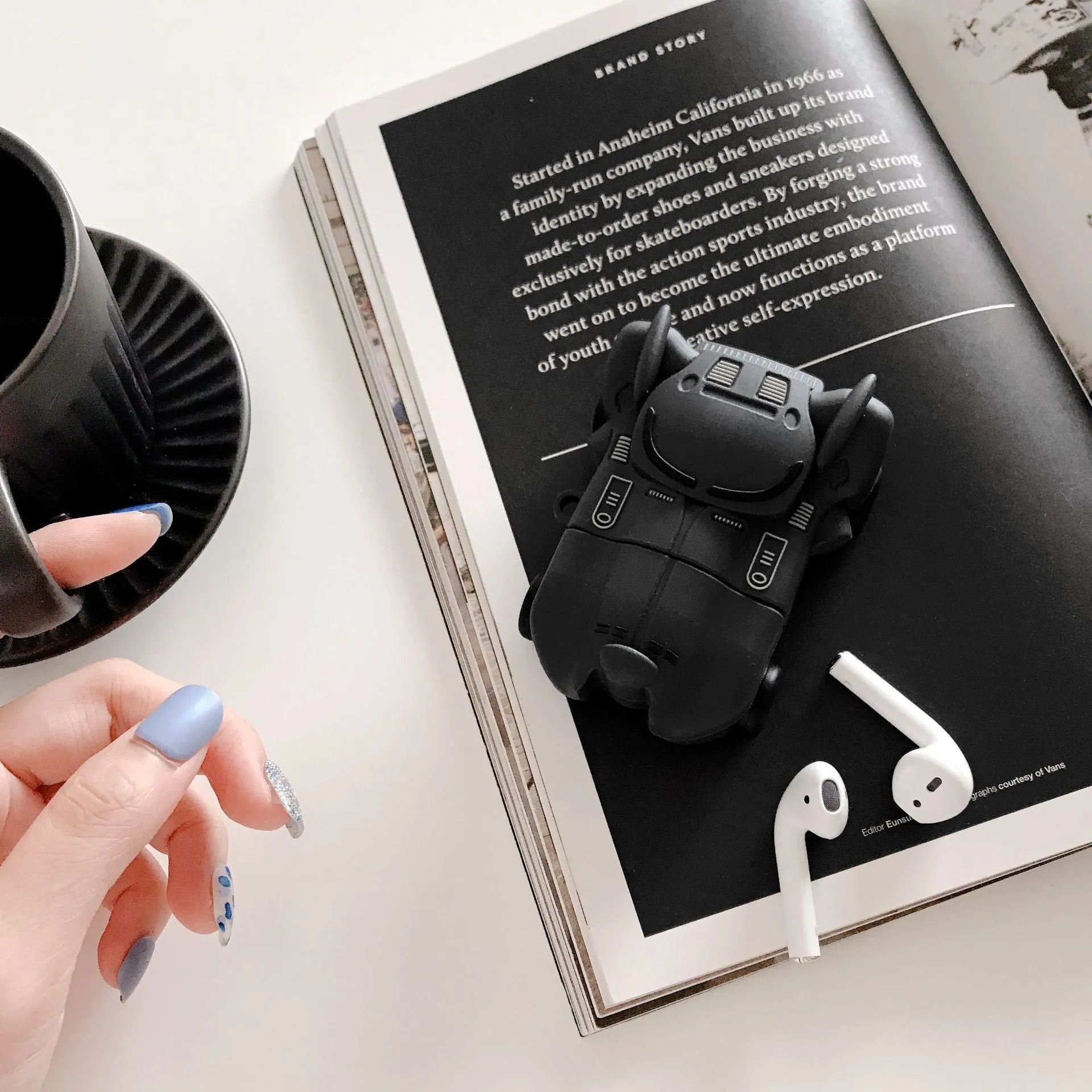 Creative bat chariot Bluetooth headset cover for AirPods in black TPU silicone