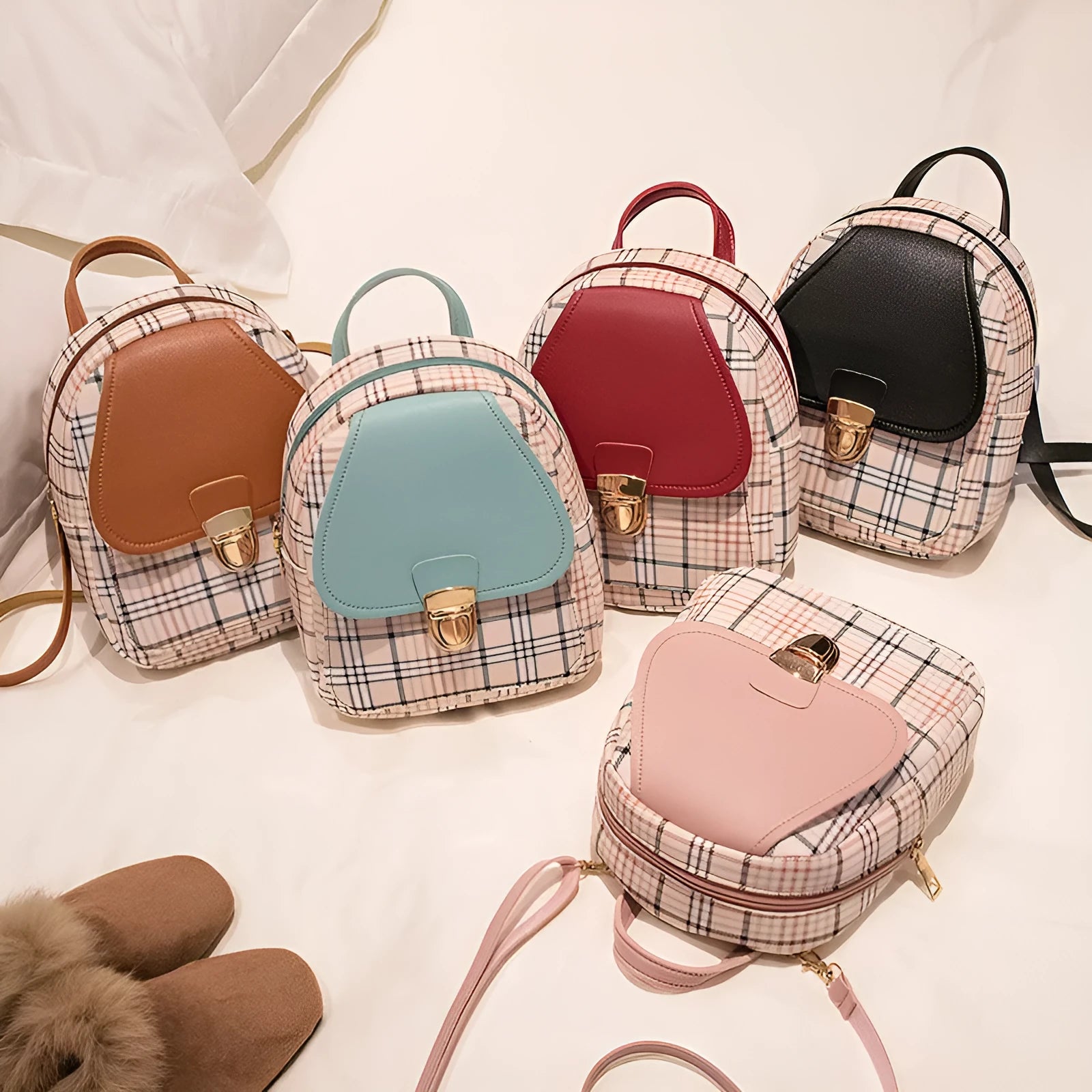 PU leather one shoulder diagonal phone bag in multiple colours showing crossbody wear