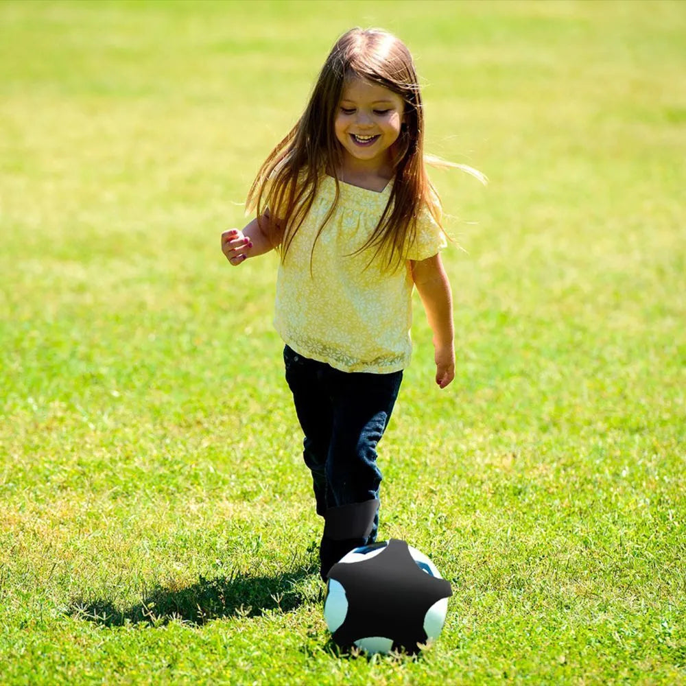 Black football training juggling belt with 2 metre length made from diving suit fabric