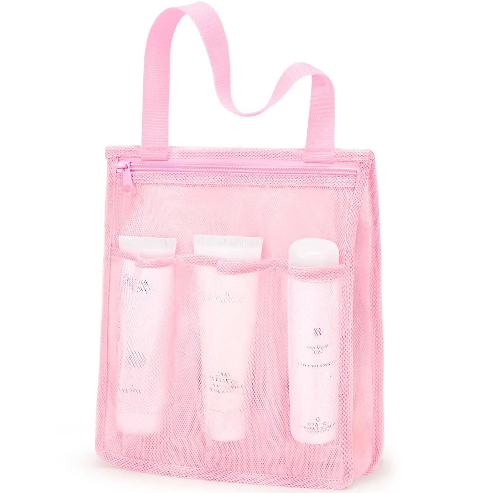 Black and pink large capacity swimming gym bag with dry wet separation compartments and mesh pocket