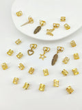 Antique style hair rings with leaves pattern and braid design in gold or silver finish