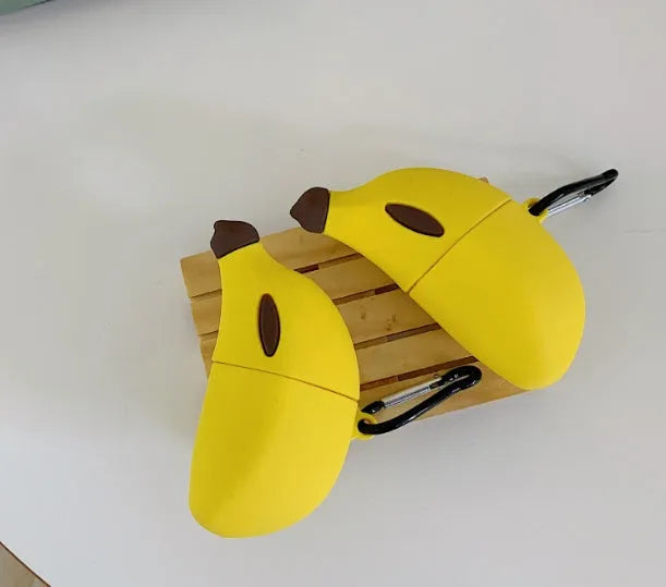 Yellow banana design silicone protective case for AirPods Pro wireless headphones