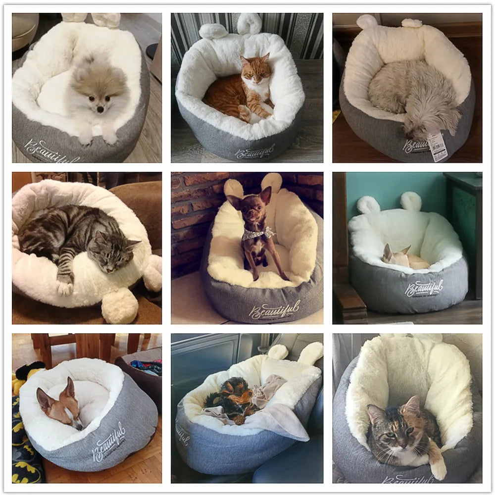Grey cotton pet dog bed warming sleeping bag cushion with size S or M option for small to medium dogs