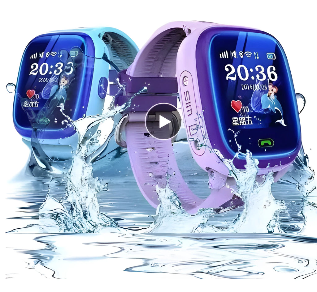DF25 blue waterproof children's smart watch with touch screen on silicone wristband
