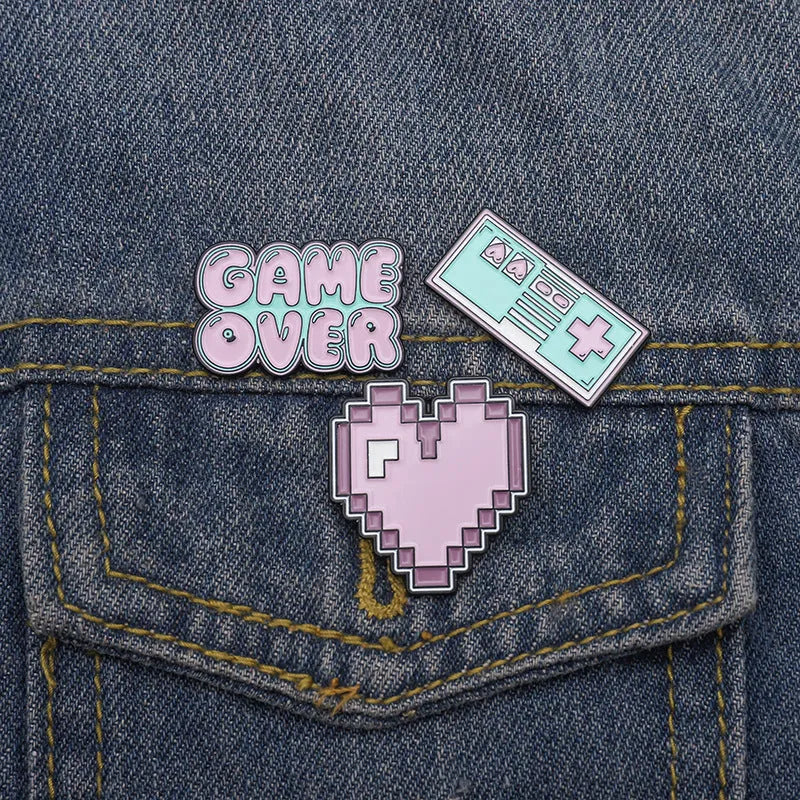 Alloy metal stereo game console decorative badge in independent OPP packaging