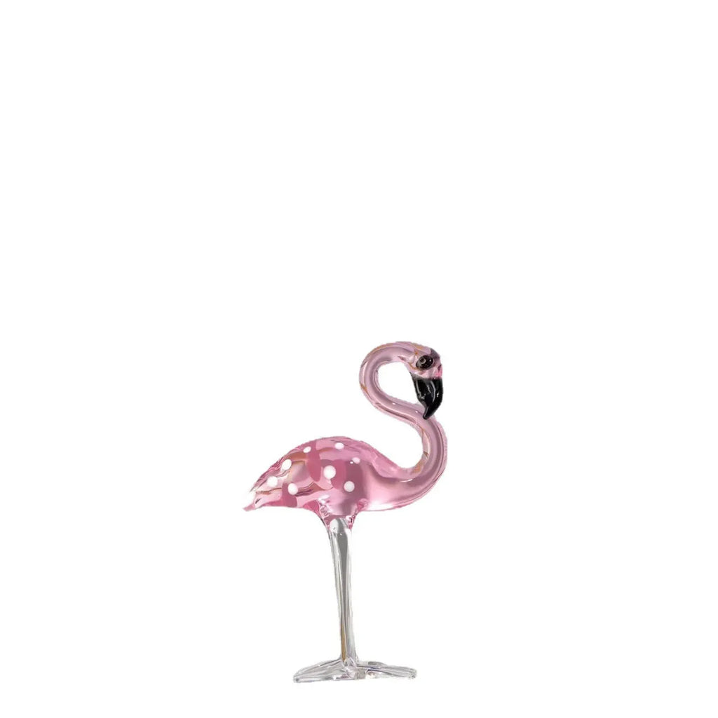 White crystal flamingo decorative ornament with pink dots in modern simplicity style for tabletop display