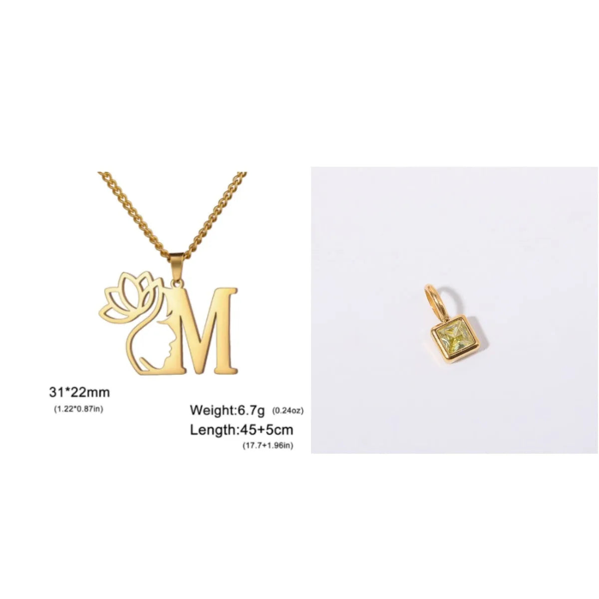 Stainless steel cross chain necklace with electroplated finish shown in gold and silver colour options