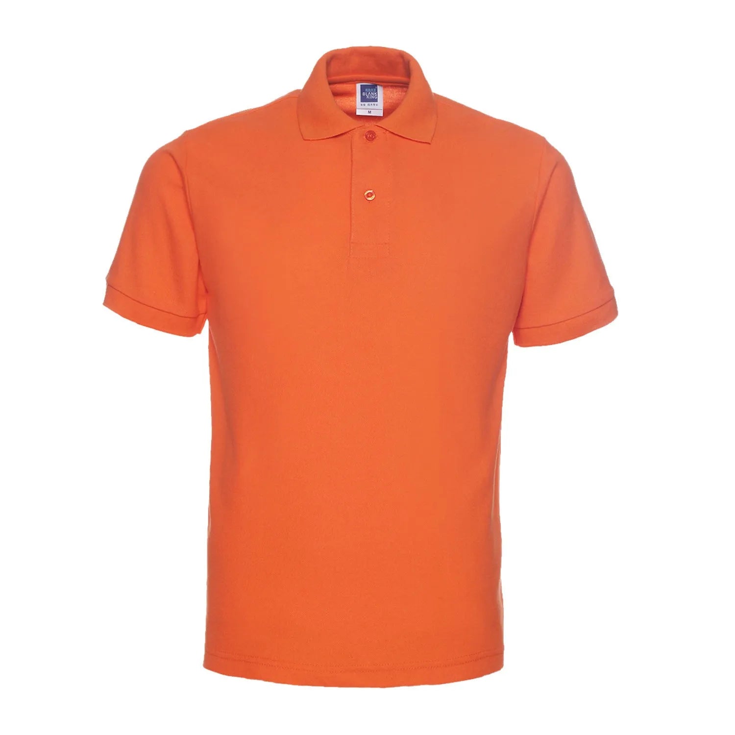 Man wearing a solid colour short sleeve polo shirt with a lapel collar in a loose fit.