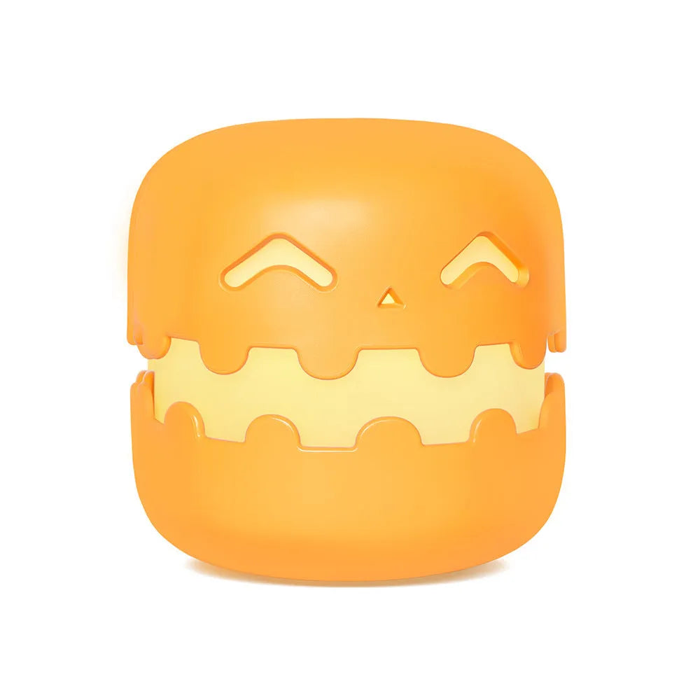 Pumpkin-shaped silicone night light with soft glow, 102mm x 94mm, cordless Halloween decoration