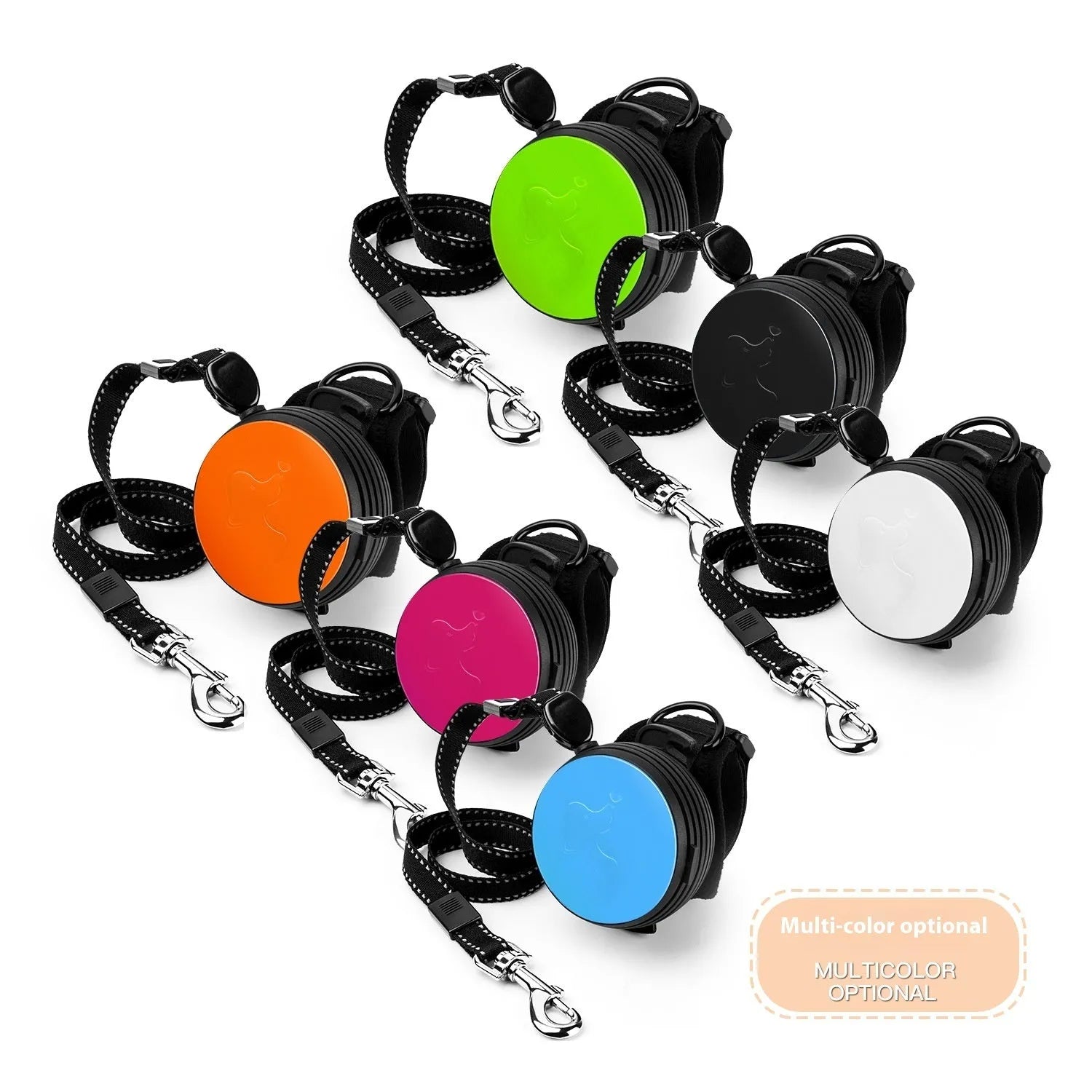 Automatic retractable pet leash extended to 3 metres with nylon rope and hands-free handle