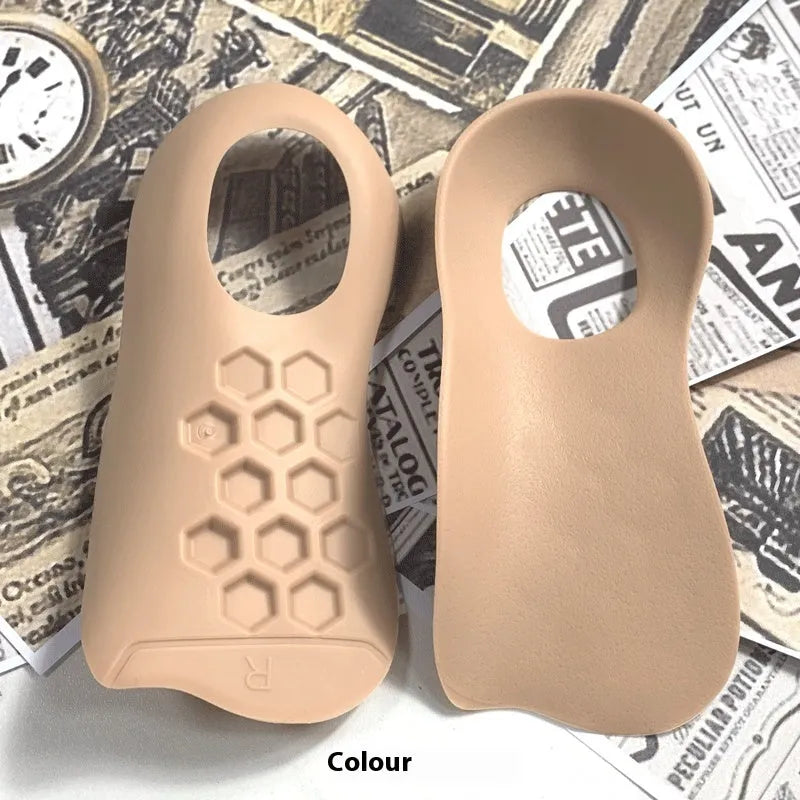 TPR arch support insoles for varus correction in black, white and skin colour options