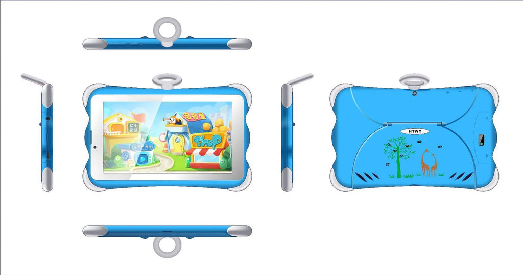 7-inch children's learning tablet in bright cartoon colours with protective stand and 3G calling capability