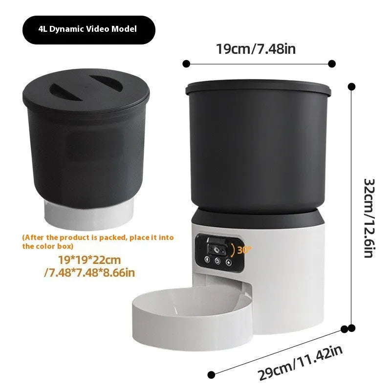 4L smart pet feeder with wifi remote control and optional video monitoring camera
