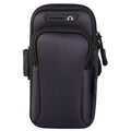 Nylon mobile phone arm bag in black with waterproof fabric and breathable mesh backing