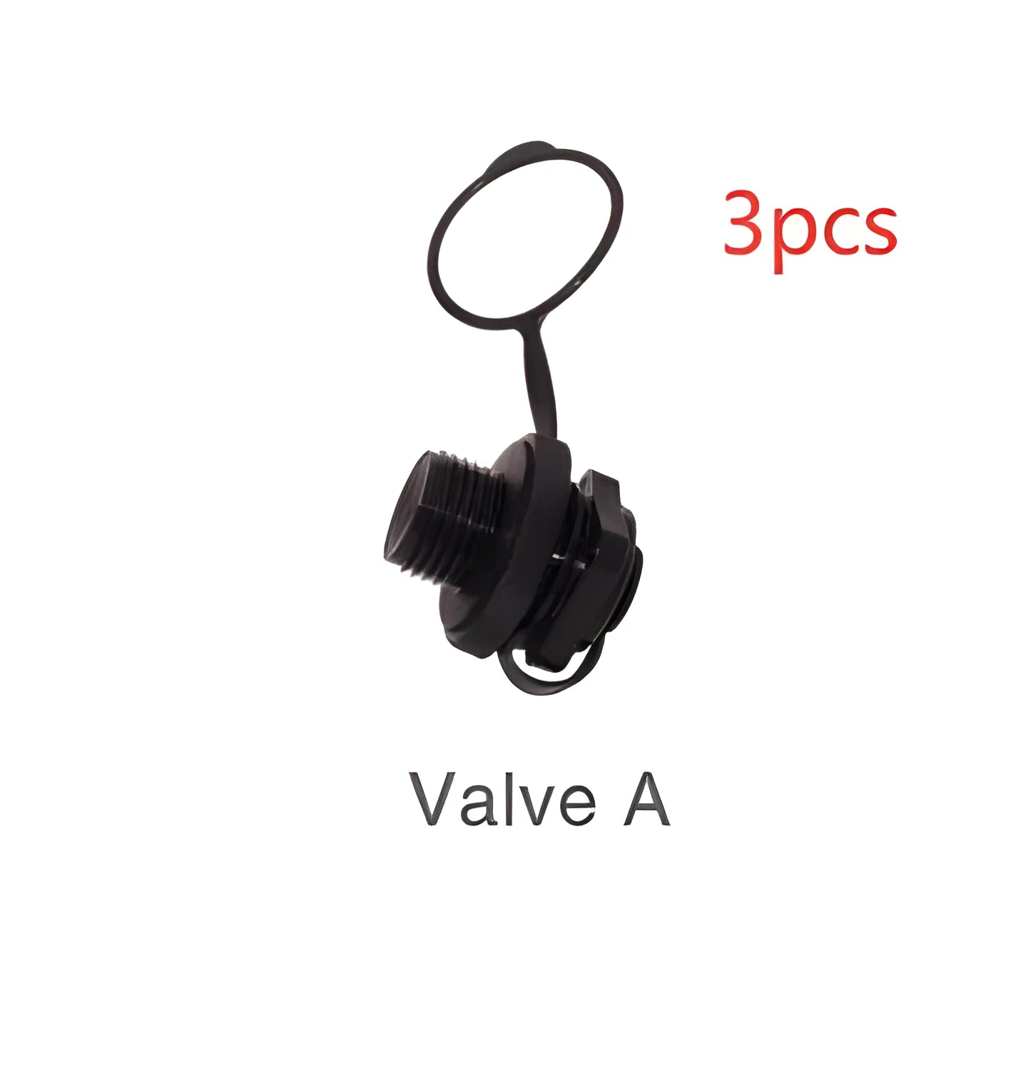 Three plastic rotating valve nozzle covers for inflatable product repair.