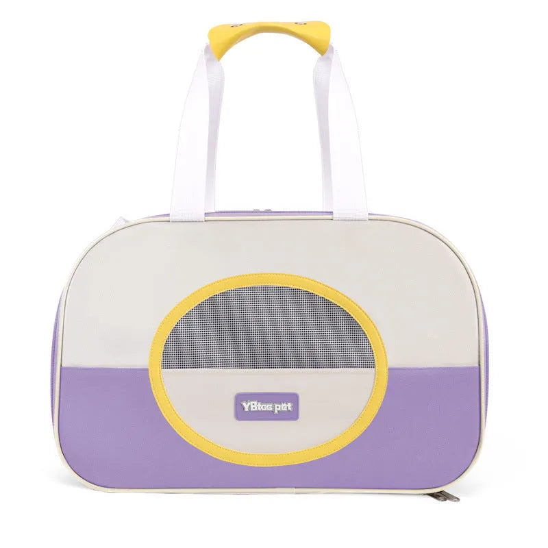Outdoor portable foldable cat backpack in Oxford cloth with breathable mesh, showing colour options