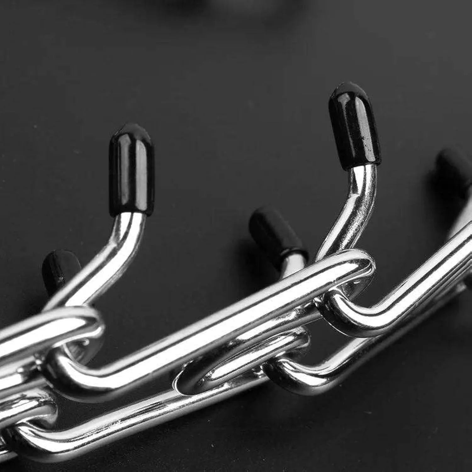 Stainless steel dog prong training collar with rubber tips and adjustable links
