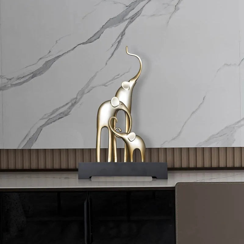 Fortune Bring Elephant resin decorative figurine in bright gold, rose gold, silver, or retro colour finish.