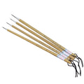 Four fine lower case writing brushes with thin gold body and mixed hair bristles in pine branch colour