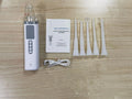 Milky white oral hygiene tool for tonsil stone and dental calculus removal.