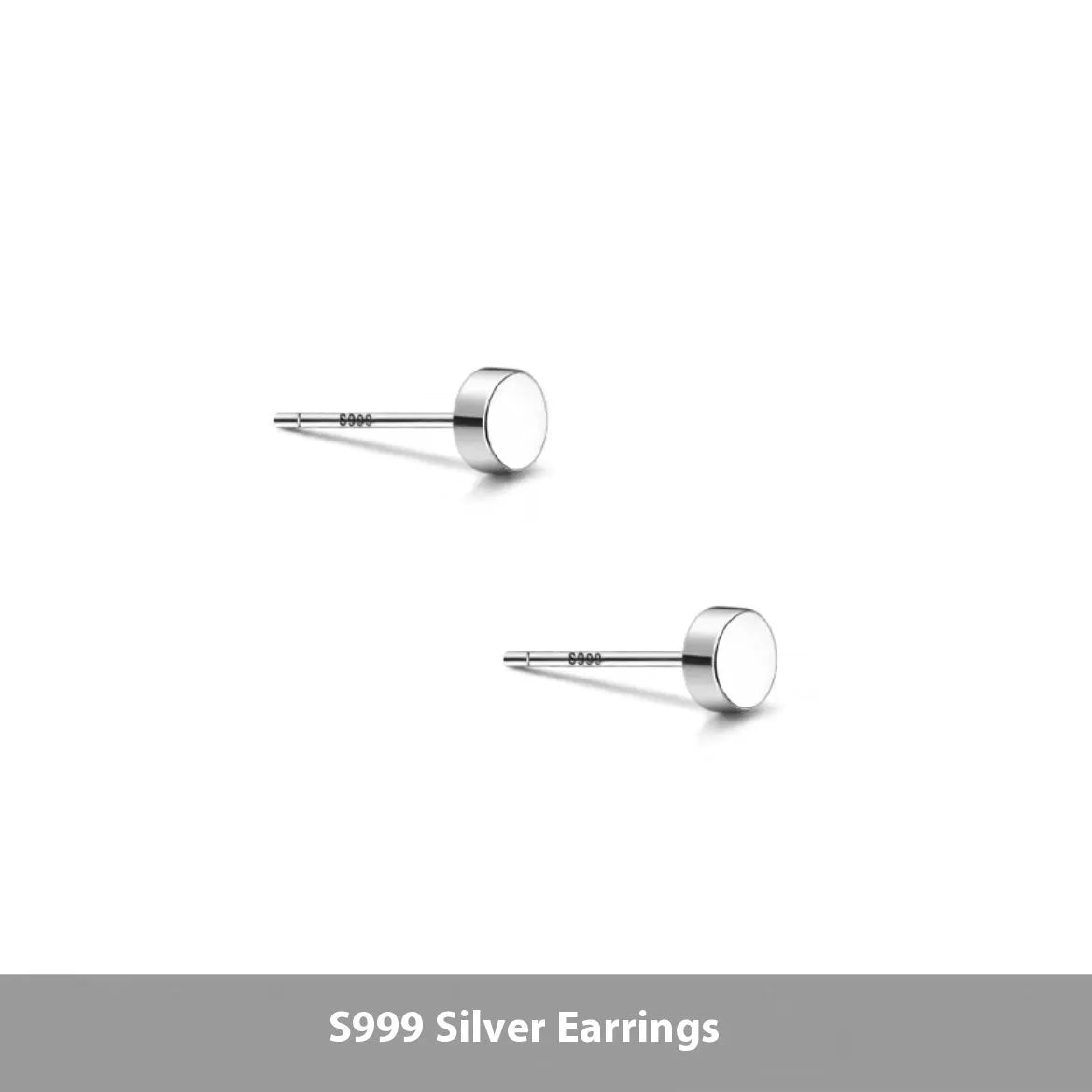 S999 sterling silver flat ear bone stud earrings in silver and black electroplated finishes