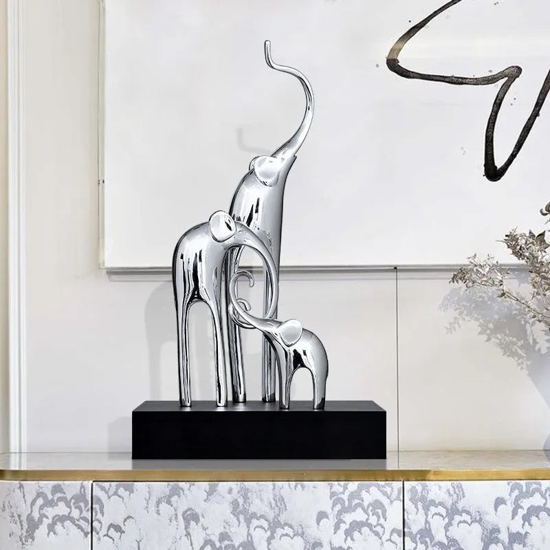 Fortune Bring Elephant resin decorative figurine in bright gold, rose gold, silver, or retro colour finish.