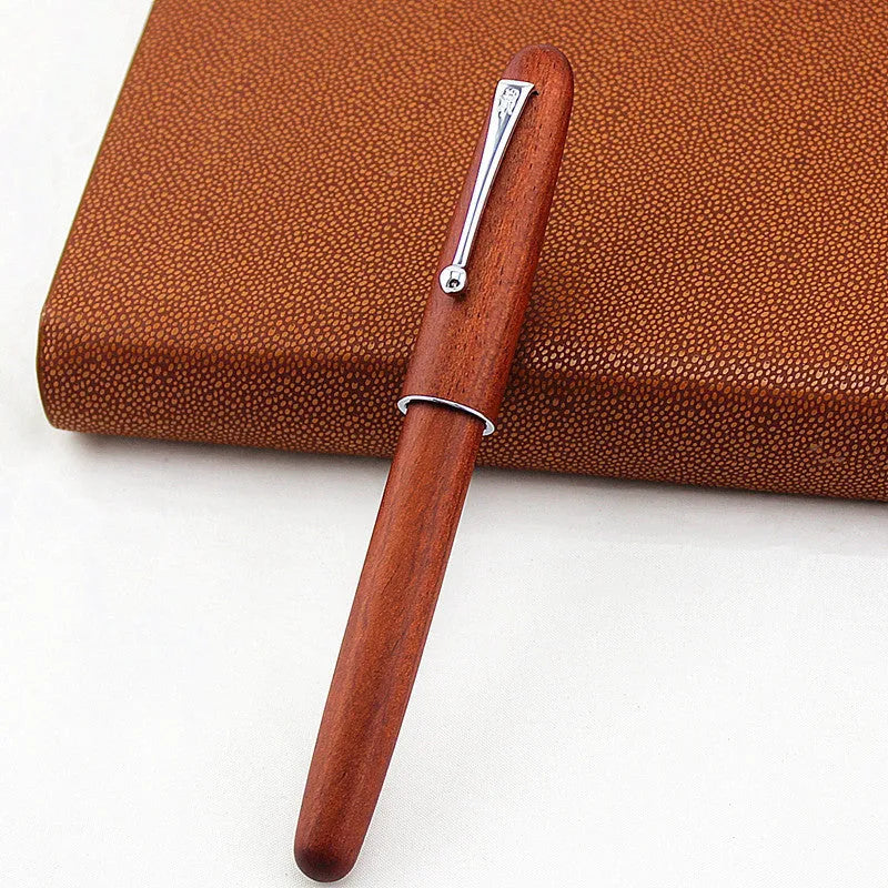 Vintage wooden fountain pen with stainless steel nib in rosewood finish